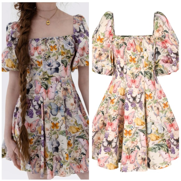 Selkie Dresses & Skirts - NEW Selkie The Cotton Mini Day Dress - Butterfly Botanics Print